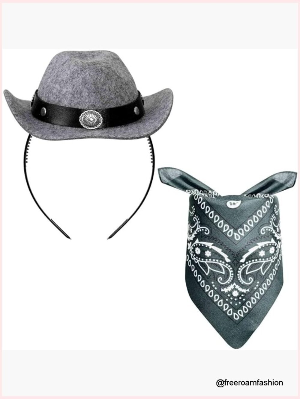 Cowboy Hat Headband Cowgirl Mini Hat with Bandana Western Party Favor